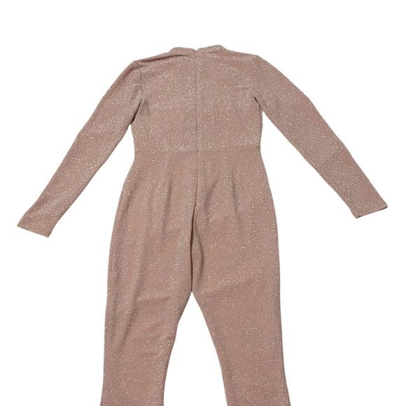 NWT Bebe Jumpsuit - Pink Sparkle - Plunge Neckline Cut-outs - Medium - Picture 15 of 15